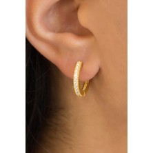 Lieza Jewelry Gümüş Taşlı Büyük Boy Halka Küpe