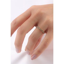 Lieza Jewelry Gümüş Yeşil Taşlı Tamtur Yüzük