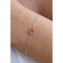 Lieza Jewelry Gümüş Pembe Taşlı Bileklik