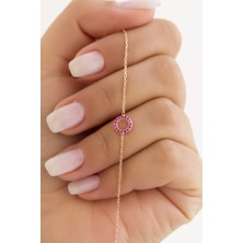 Lieza Jewelry Gümüş Pembe Taşlı Bileklik