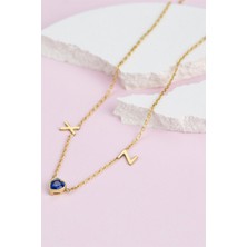 Lieza Jewelry Gümüş Kalp Taşlı Harf Kolye