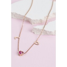 Lieza Jewelry Gümüş Kalp Taşlı Harf Kolye