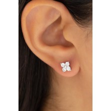 Lieza Jewelry Gümüş Çiçekli Tektaş Küpe