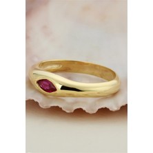 Lieza Jewelry Gümüş Pembe Mekik Taşlı Tasarım Yüzük