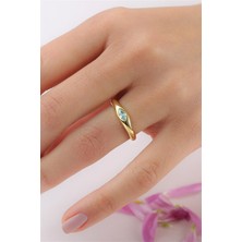 Lieza Jewelry Gümüş Mavi Mekik Taşlı Tasarım Yüzük