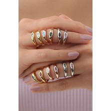 Lieza Jewelry Gümüş Mekik Taşlı Tasarım Yüzük