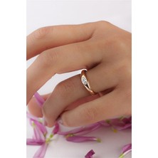 Lieza Jewelry Gümüş Mekik Taşlı Tasarım Yüzük