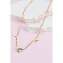 Lieza Jewelry Gümüş Kalp Taşlı Harf Kolye