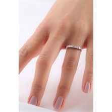 Lieza Jewelry Gümüş Mor Taşlı Yarım Tur Yüzük