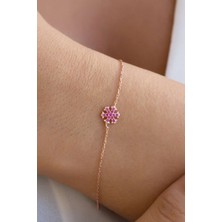 Lieza Jewelry Gümüş Pembe Taşlı Kar Tanesi Bileklik