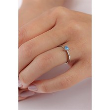 Lieza Jewelry Gümüş Mavi Kalp Taşlı Yüzük