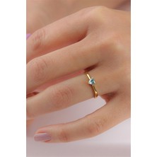 Lieza Jewelry Gümüş Mavi Kalp Taşlı Yüzük