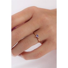 Lieza Jewelry Gümüş Mor Kalp Taşlı Yüzük