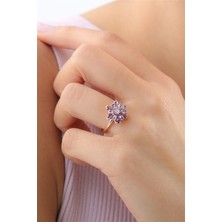 Lieza Jewelry Gümüş Mor Taşlı Lotus Çiçeği Yüzük