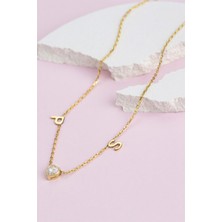 Lieza Jewelry Gümüş Kalp Taşlı Harf Kolye
