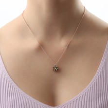 Lieza Jewelry Gümüş Yeşil Taşlı Lotus Çiçeği Kolye Yüzük Mini Set