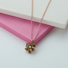Lieza Jewelry Gümüş Yeşil Taşlı Lotus Çiçeği Kolye Yüzük Mini Set