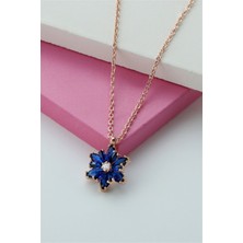 Lieza Jewelry Gümüş Mavi Taşlı Lotus Çiçeği Kolye