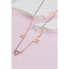 Lieza Jewelry Gümüş Kalp Taşlı Harf Kolye