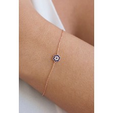 Lieza Jewelry Gümüş Çiçekli Nazar Boncuklu Bileklik