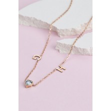 Lieza Jewelry Gümüş Kalp Taşlı Harf Kolye