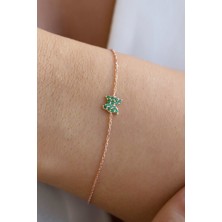 Lieza Jewelry Gümüş Yeşil Taşlı Kelebek Bileklik