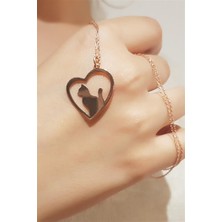 Lieza Jewelry Gümüş Kalpli Kedi Kolye