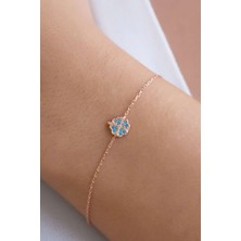 Lieza Jewelry Gümüş Mavi Taşlı Yonca Bileklik