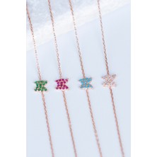 Lieza Jewelry Gümüş Yeşil Taşlı Kelebek Bileklik