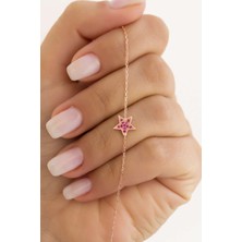 Lieza Jewelry Gümüş Pembe Taşlı Yıldız Bileklik