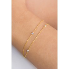 Lieza Jewelry Gümüş Taşlı Zincir Bileklik