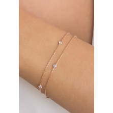 Lieza Jewelry Gümüş Taşlı Zincir Bileklik
