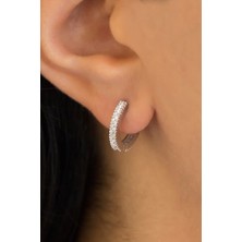 Lieza Jewelry Gümüş Taşlı Orta Boy Halka Küpe
