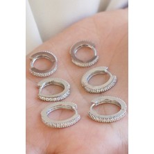 Lieza Jewelry Gümüş Taşlı Orta Boy Halka Küpe