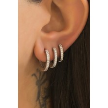 Lieza Jewelry Gümüş Taşlı Orta Boy Halka Küpe
