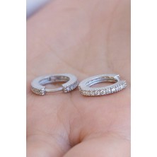 Lieza Jewelry Gümüş Taşlı Orta Boy Halka Küpe