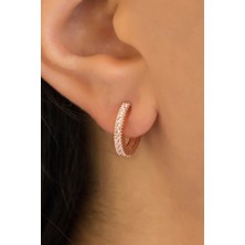 Lieza Jewelry Gümüş Taşlı Orta Boy Halka Küpe