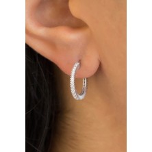 Lieza Jewelry Gümüş Taşlı Orta Boy Halka Küpe