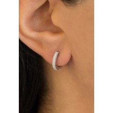 Lieza Jewelry Gümüş Taşlı Küçük Boy Halka Küpe