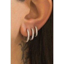 Lieza Jewelry Gümüş Taşlı Küçük Boy Halka Küpe