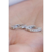 Lieza Jewelry Gümüş Taşlı Küçük Boy Halka Küpe