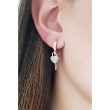 Lieza Jewelry 925 Ayar Sallantılı Kalp Gümüş Küpe