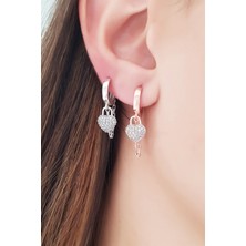Lieza Jewelry 925 Ayar Sallantılı Kalp Gümüş Küpe
