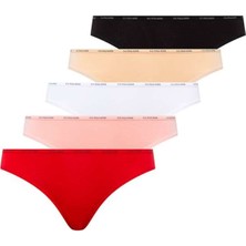 U.S. Polo Assn. 67001 Kadın 5'li Düşük Bel Slip-Siyah&ten&beyaz&somon&kırmızı