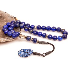 Taş Sandığı Lapis Lazuli Taşı Gümüş Kazaz Püsküllü Tesbih