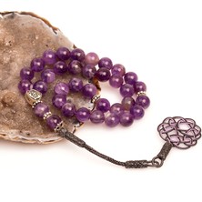 Taş Sandığı Ametist Taşı Gümüş Kazaz Püsküllü Tesbih