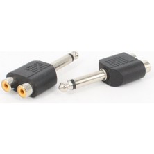 Ata Elektronik 5 Adet 6.3mm Mono Gitar Jak Jack - 2 Rca Dişi Audıo Lale Tos Çevirici Dönüştürücü Kablo Soket Ucu Uç