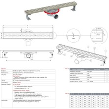 Paslanmaz Duş Kanalı / Duş Süzgeci Çerçeveli 50 cm Yandan