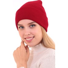 Deafox Kırmızı Katlamalı Kadın Bere