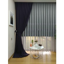 Evdepo Home Mor Düz Renk Pileli Keten Fon Perde, Seyrek Pile, Tek Kanat 50 x 240 Cm.